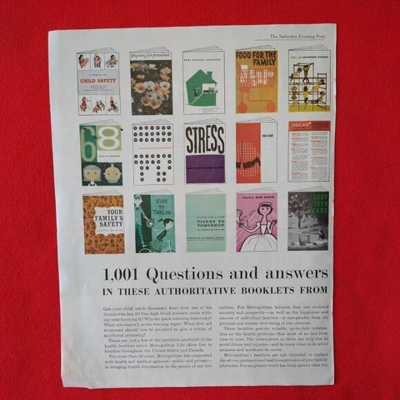 1961 Met Metropolitan Life Ins "1001 Questions Answers" 2pg 21x13 Vtg PRINT AD - Picture 4 of 13